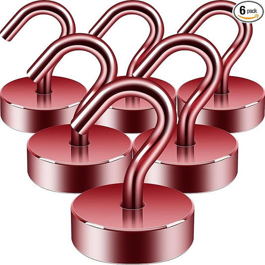 Neosmuk Magnetic Hooks, Cruise Ship Essentials, 40lb+ Heavy Duty Magnetic Hooks for Cruise Cabins, Refrigerator, Grill, Hanging, and Travel | Extra Strong Must-Haves Magnet Hook,Red