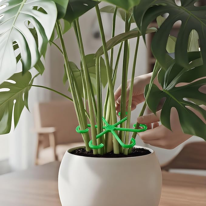 8 PCS Plant Stem Support – Reusable Plastic Plant Stem Holder for Monstera, Indoor Plant Support Clips, Gardening Accessories （Green）