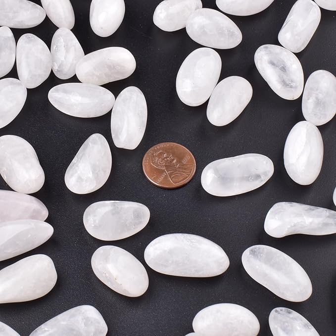 Polished Milky Quartz Crystals - 72 Pcs, 0.5" 10 oz Handpicked Natural Tumbled Gemstones Agate Jasper Rocks, Pebbles for Reiki, Chakra, Healing Home Decor