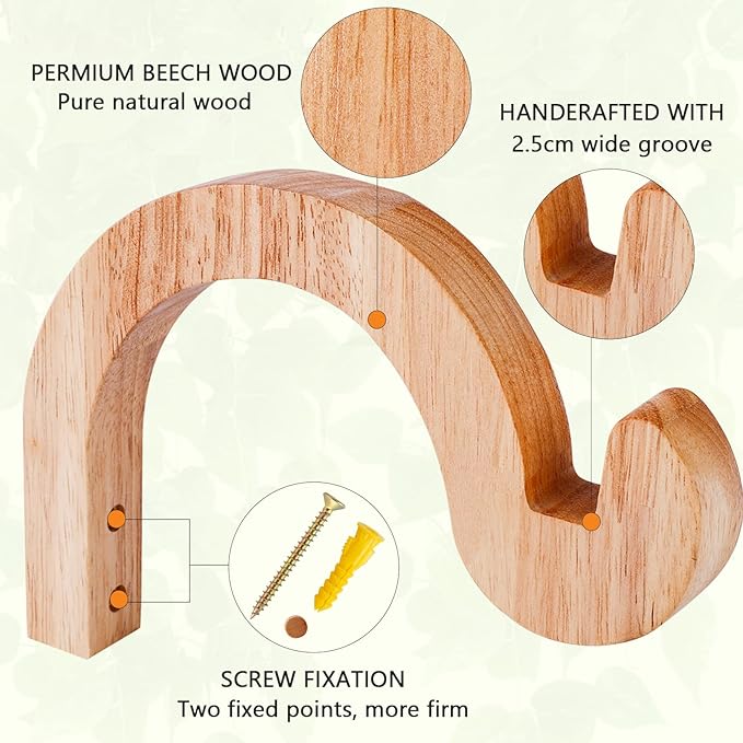 DSJIFGEW 7-Inch Hanging Plant Brackets, Arc-Shaped Wooden Plant Hanger Indoor, Wall Mount Hooks for Outdoor Hanging Bird Feeders, Flower Baskets Pots, Wind Chimes, Lanterns