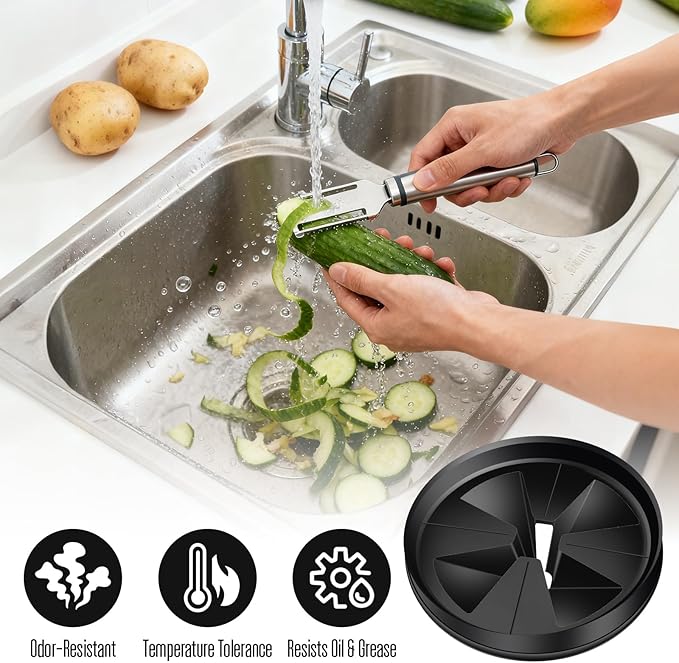 3 Pack Garbage Disposal Splash Guard - Sink Baffle 3 3/8" QCB-AM for InSinkErator Evolution Series, Removable Garbage Disposal Rubber Drain Insert Quiet Collar Drain Plugs Garbage Disposer Accessories