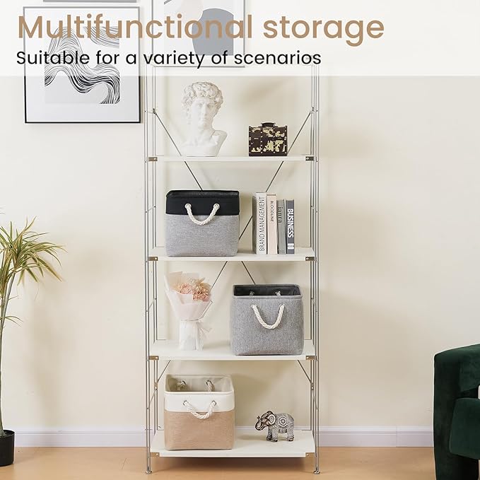 VQRTEXA Large Storage Baskets- 15x11x10 inch Storage Bins for Shelves and Closet Organizing, Foldable Fabric Bin for Home Organization Clothes and Laundry (1-Pack, Gray)