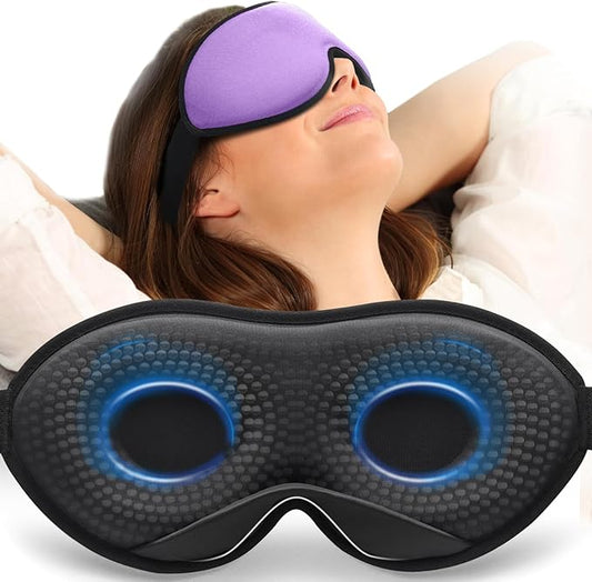 MABAO Weighted Sleep Mask - 100% Blackout Eye Mask for Sleeping for Women Men, 3D Contoured for Lash Extension, Zero Eye Pressure Memory Foam Cover, Soft Gentle Pressure Blindfold for Travel - Purple