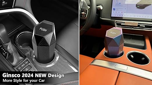 Ginsco Car Trash Can with Lid, Mini Car Trash Can Cup Holder, Car Garbage Can Car Accessories for Interior, Leakproof Car Trash Bin, Multipurpose Mini Trash Can for Car, RV, Home, Office (Black)