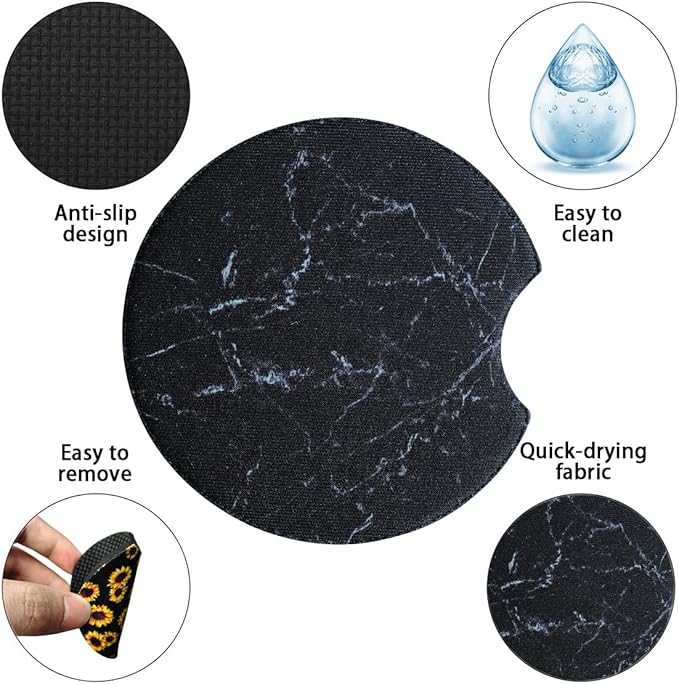 Moly Magnolia 2 Pack Car Coasters for Drinks Absorbent - 2.75 Inch Cute Car Cup Holder Coasters for Women, Removable Cup Holder Coaster for Women Girls, Car Interior Accessories (Style D)
