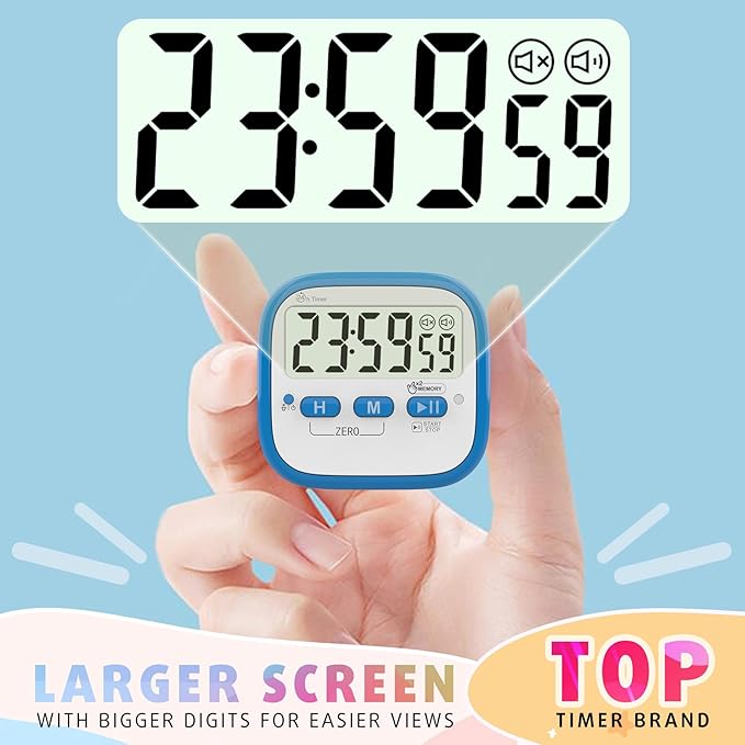 2-Pack Magnetic Kitchen Timers for Cooking, Digital Stop Watch Countdown Timer for Kids, Teachers, Classroom, Office, Exercise - Battery Included