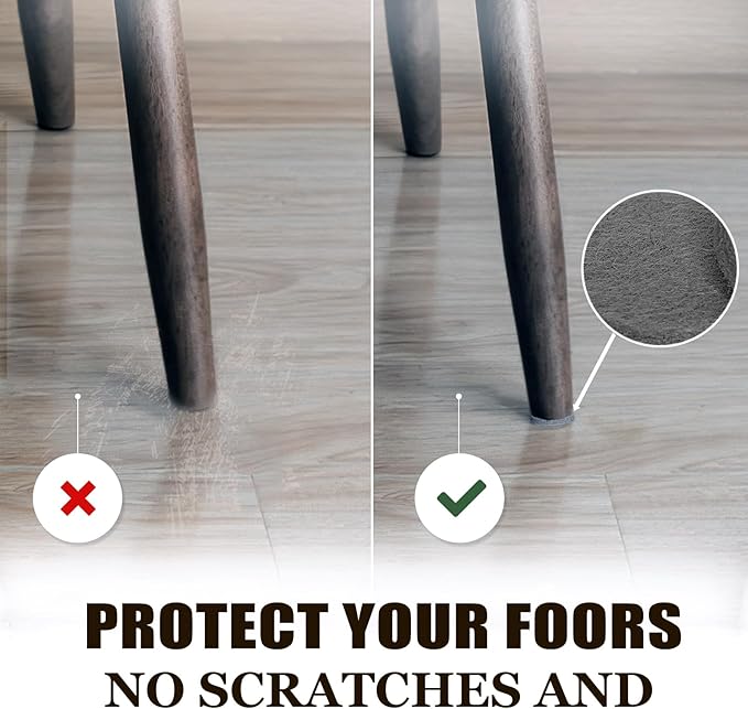 Yelanon Felt Furniture Pads - 182 Pcs Premium Felt Pads for Chair Legs, Furniture, Floor Protectors for Hardwood Floors, Black & Brown