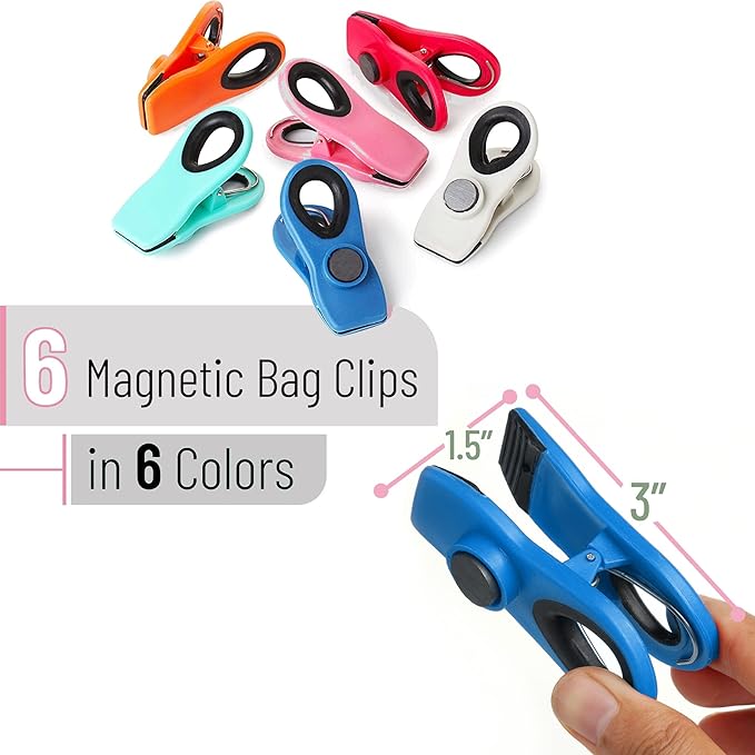 Mr. Pen- Chip Clips, Magnetic, 12 Pack, Bag Clips, for Chips, Food Packages, for Fridge