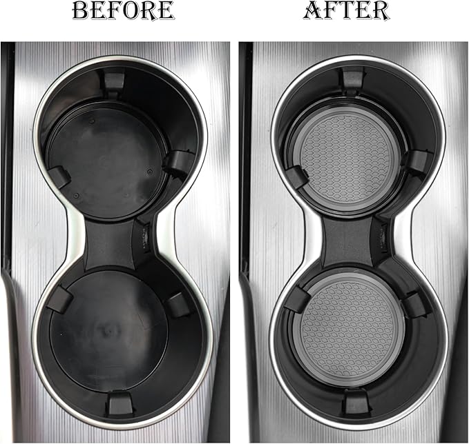 SINGARO Car Cup Coaster, 4PCS Universal Non-Slip Cup Holders Embedded in Ornaments Coaster, Car Interior Accessories, Gray