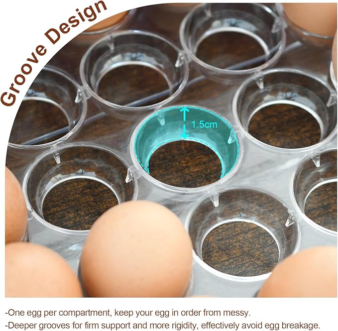 MFBJXC Egg Holder for Refrigerator,60 Eggs Clear Drawer Organizer,2 Layer Stackable Egg Holder Egg Trays,Egg Storage Container with Time Scale for Fridge Countertop Cabinet