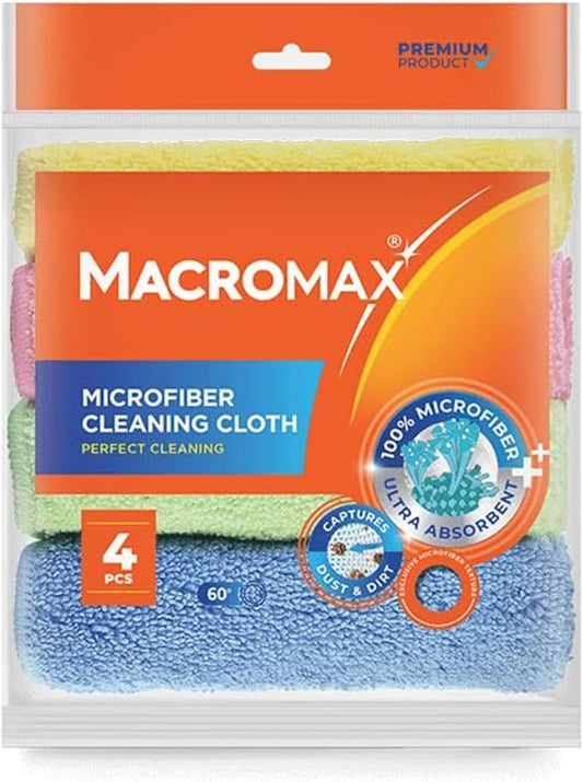 Microfiber Cleaning Cloth – Pack of 4 – Ultra Absorbent Lint‑Free Reusable Towels for Kitchen, Glass, Counters, Furniture – Soft Non‑Scratch Microfiber