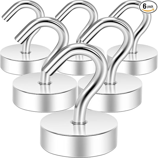 Neosmuk Magnetic Hooks, Cruise Ship Essentials, 40lb+ Heavy Duty Magnetic Hooks for Cruise Cabins, Refrigerator, Grill, Hanging, and Travel | Extra Strong Must-Haves Magnet Hook,Silver