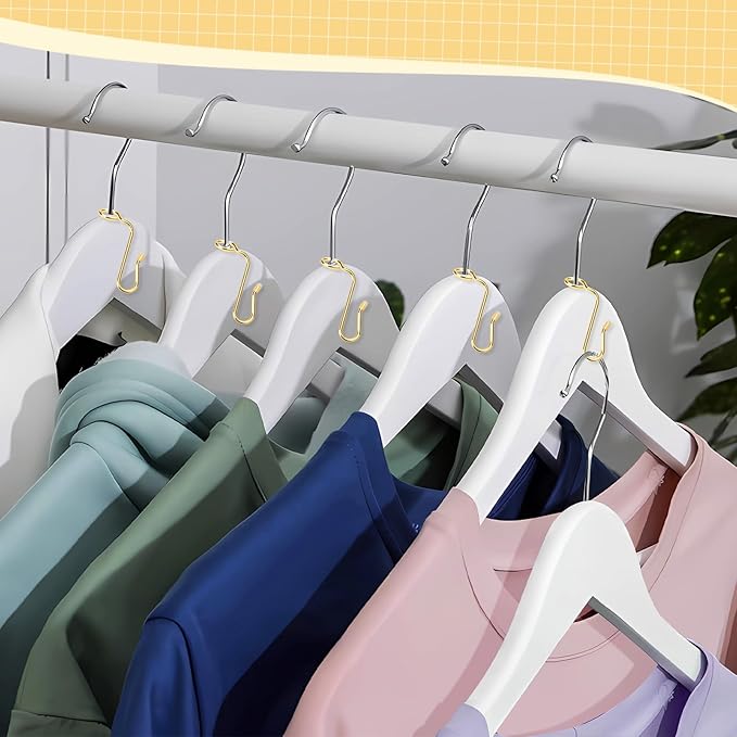 50 Pieces Hanger Connector Hooks Metal Hanger Extender Hooks Stable Clothes Hangers Connector for Different Clothes Hangers, 8.7 mm/0.35 Inch Hole Diameter,Gold