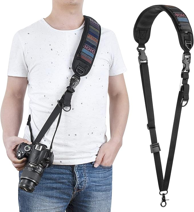 waka Camera Neck Strap with Quick Release and Safety Tether, Adjustable Camera Shoulder Sling Strap for Nikon Canon Sony Olympus DSLR Camera - Retro