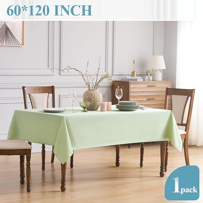 VidaFete 1 Pack Tablecloth 60 * 120inch Rectangle Table Cloth Polyester, Stain Wrinkle Resistant Polyester Dining Table Cover for Kitchen Dinning Party Wedding Tabletop Buffet Decoration(Sagegreen)