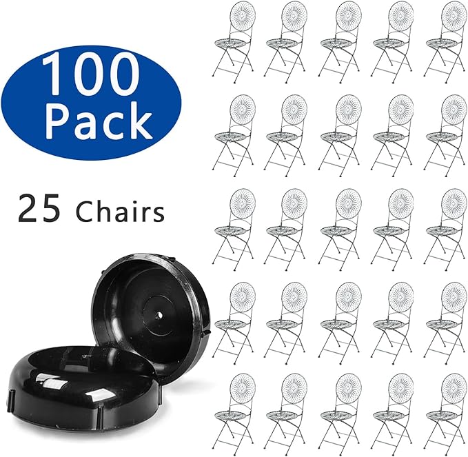 100 Pack 1.5" Wrought Iron Patio Furniture Glides Outdoor Chair Leg Floor Protectors-Black…