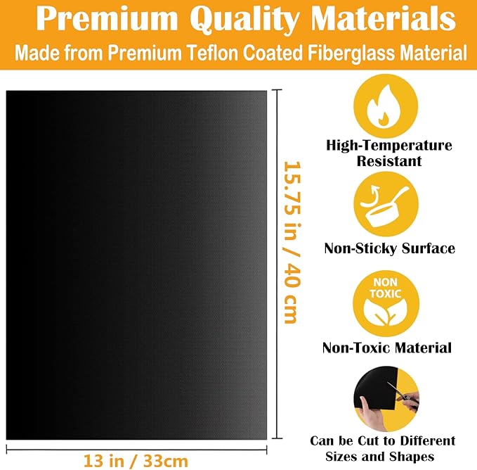 Dailyart Grill Mats for Outdoor Grill, Grill Mats Non Stick Set of 5 BBQ Grill Mat Baking Mats Teflon BBQ Grilling Accessories Reusable,Works on Gas, Charcoal, Electric Grill 15.75 x 13-Inch, Black