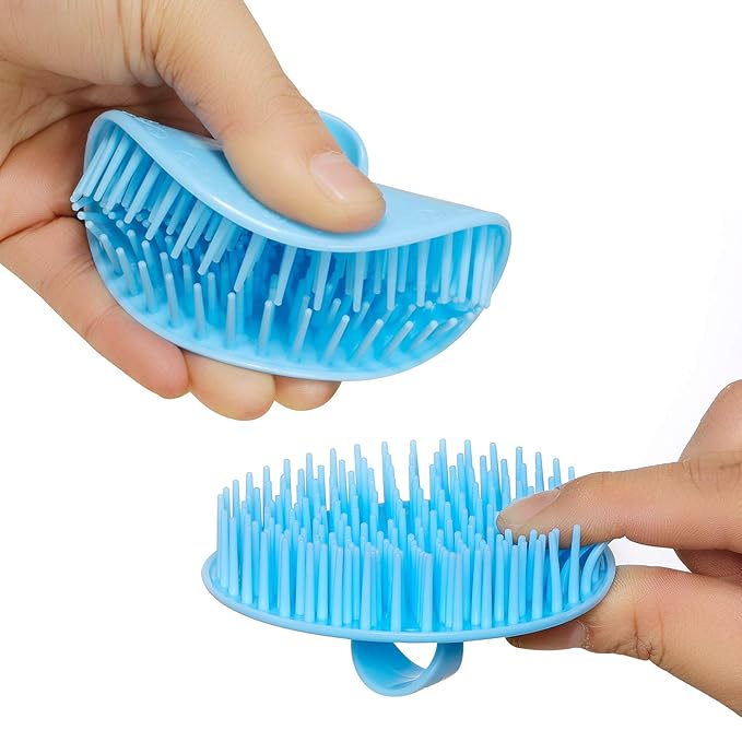 2Pack Hair Scalp Exfoliator Brush Dandruff Cleaning Brush, Flexible Scalp Massager, Shower Shampoo Brush for Home, Office, Travel and Pets-HGLV2