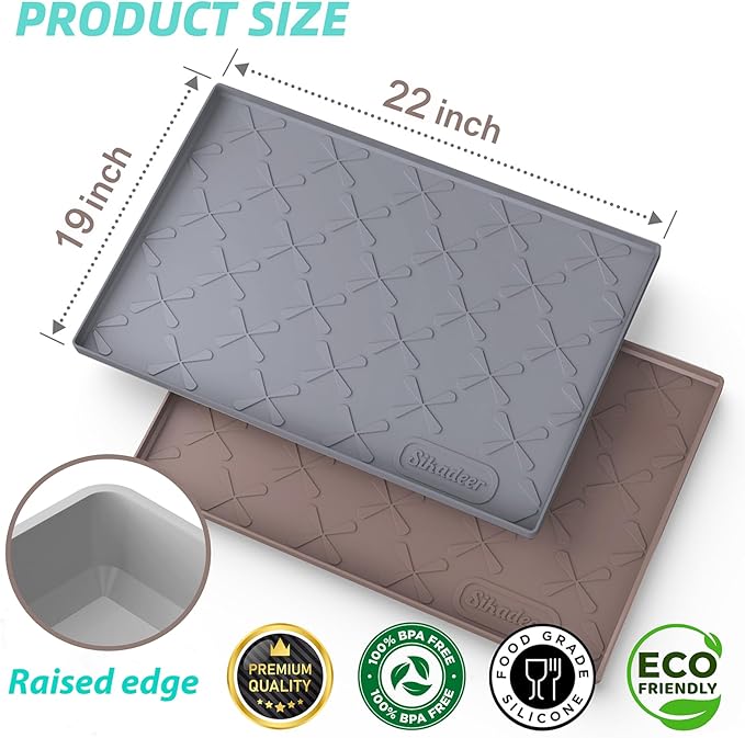 SIKADEER 22" x 19" Under Sink Mat Waterproof, Silicone Mat Kitchen Drawer Shelf and Cabinet Liner, Sink Protector for Kitchen Organizers and Storage, Boot Tray Pet Food Mats