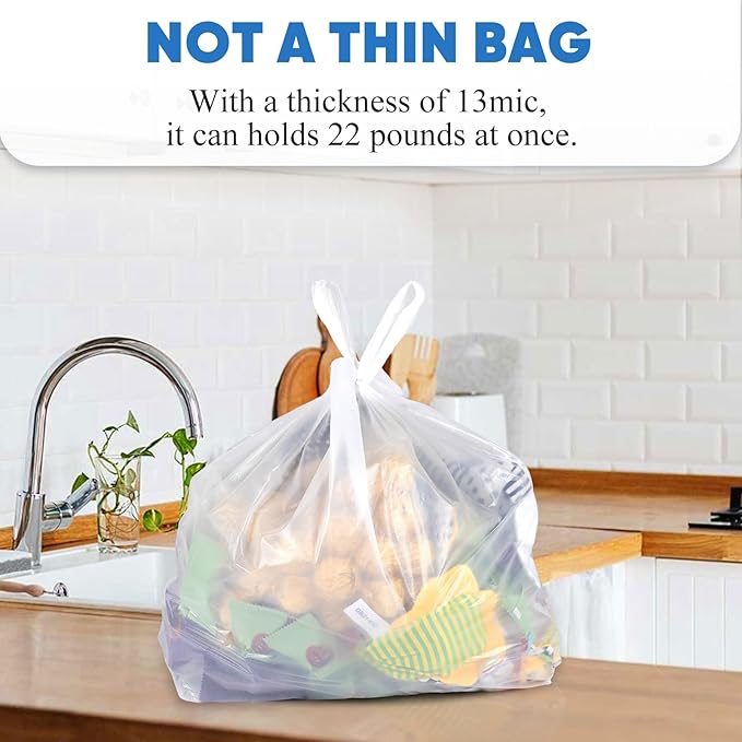 LainNeala T-Shirt Bags, 1000 Count, With Handles - Recyclable White Plastic (11"x 6"x 21")