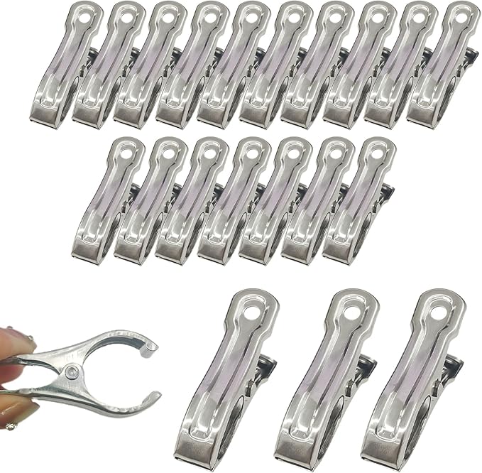Garden Clips Stainless Steel Greenhouse Clamps Spring Clips for Garden Mesh, Shade Cloth, and Plant Support for Plants, Greenhouse, Outdoor Gardening (20 Pack)