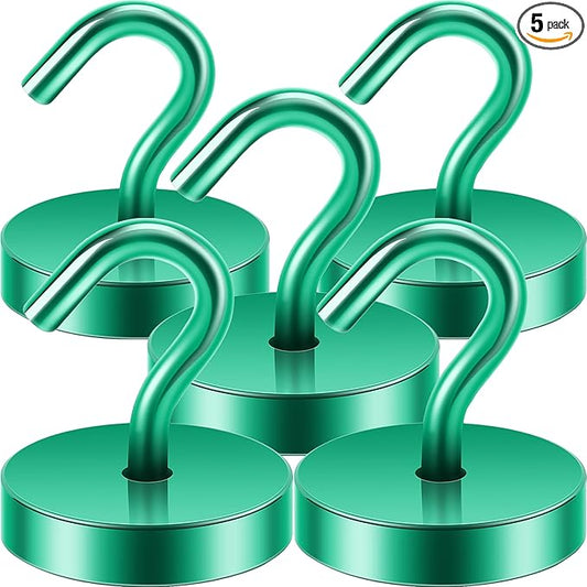 Neosmuk Magnetic Hooks, Cruise Ship Essentials, 130lb+ Heavy Duty Magnetic Hooks for Cruise Cabins, Refrigerator, Grill, Hanging, and Travel | Extra Strong Must-Haves Magnet Hook,Green