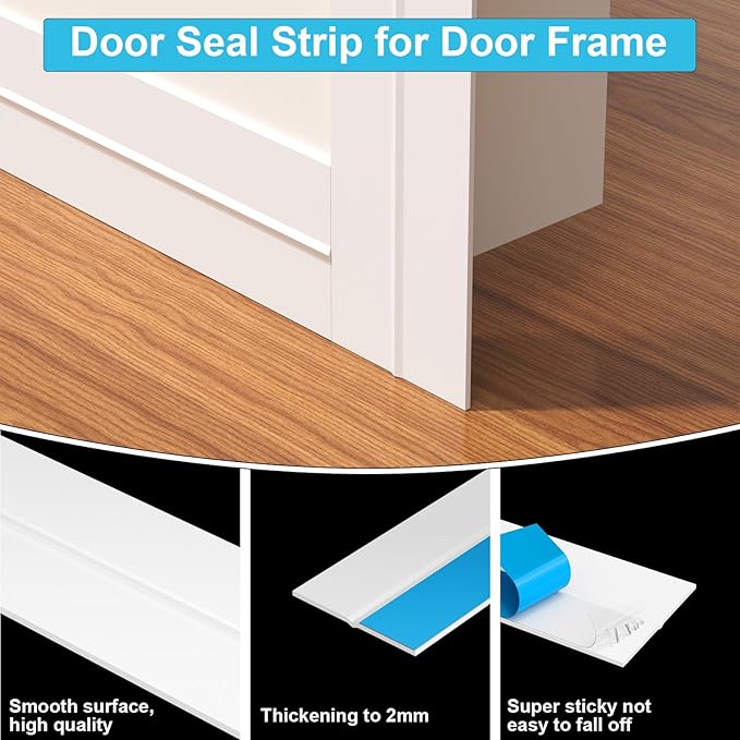 Weather Stripping Door Seal, Silicone Strip for Frame and Gaps Draft Stopper, Glass Shower Door Sweep, White, 20 Feet x 3 Inch