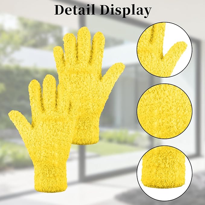 faralite 4 Pairs Microfiber Plant Dusting Gloves,Breathable Work Gloves for Indoor Plants and Gardening