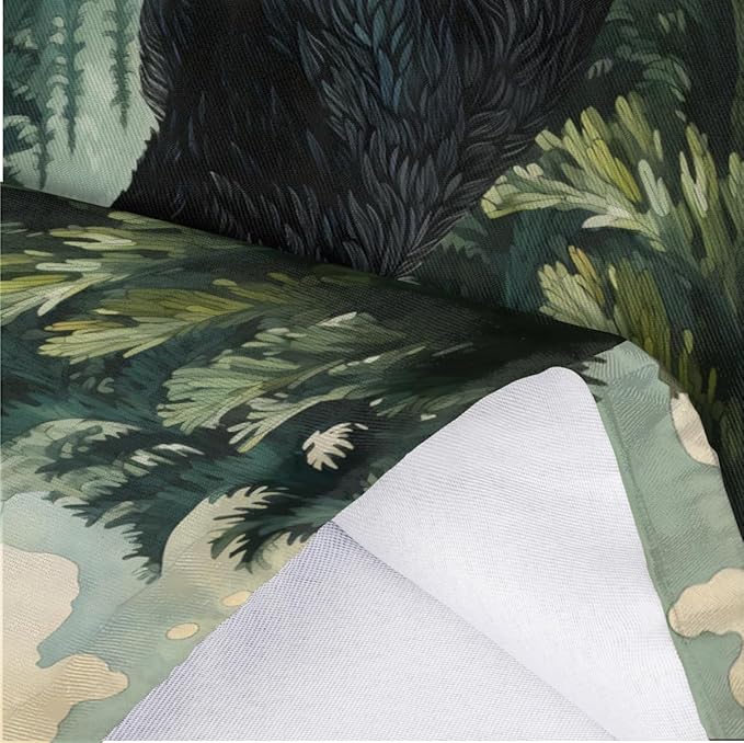 Sabokido Forest Bear Plastic Bag Holder Green Tree Grocery Bag Storage Dispenser Washable Hanging Shopping Bags Carrier Reusable Wall Mount Trash Bag Organizer for Kitchen Pantry