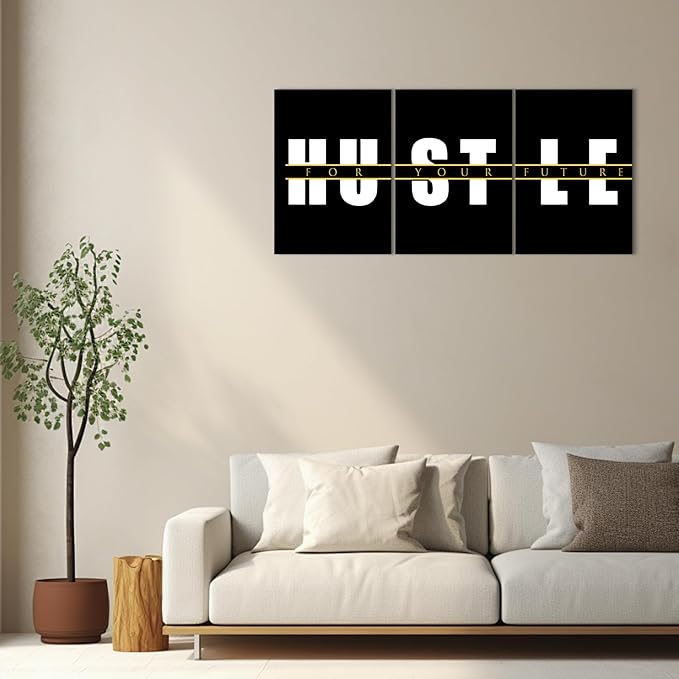 KAWAHONE Motivational Quotes Hustle Wall Art,Inspirational Wall Art, Hustle for Your,Ideal Gift For Bedroom Living Office Bedroom Artwork Framed and Ready to Hang