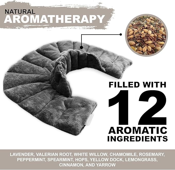 Mars Wellness Heated microwavable Neck and Shoulder Wrap - Herbal Hot/Cold Deep Penetrating Weighted Herbal Aromatherapy Shoulder and Neck Therapy Wrap - Made in The USA (Charcoal) - 3 Pack