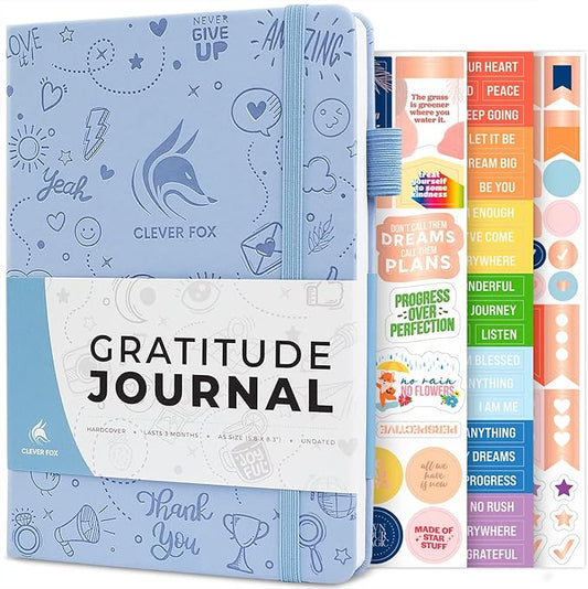 Clever Fox Gratitude Journal – Happiness, Positivity & Affirmation Daily Journal – Inspirational Daily Notebook – 3 Months, A5 (Periwinkle)