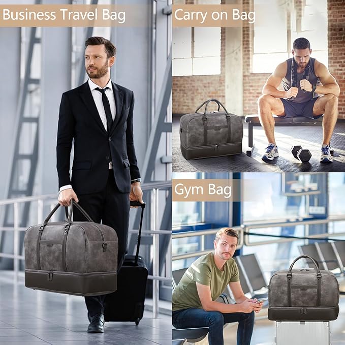 Wogarl Weekender Bag for Women Men Large Overnight Bag Travel Duffel Bag with Shoe Compartment Toiletry Satchel Bag Carry On Bag Fit 21" Laptop