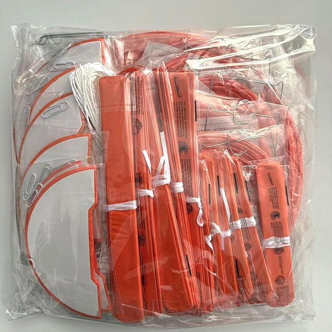 WOLHOWLTD Orange Paper Decoration Set - 34 Pcs Paper Lanterns, Pompoms, Honeycomb for Wedding,Harvest, Halloween,School Day,Bridal Baby Shower,Rainbow Birthday Party Classroom,Home Decoration (orange)