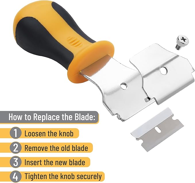 Bates- Razor Blade Scraper Set, 2 Pack, Standard and Adjustable Handle, Extra 20 Blades, 13x Stainless Steel, 2x Carbon Steel, 5x Plastic Blades, Razor Scraper Tool with Built-in Storage