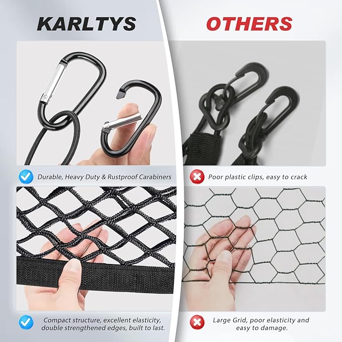 Karltys Envelope Style Cargo Net for Hyundai Tucson 2026 2025 2024 2023 2022 Accessories, Adjustable Elastic Rear Trunk Cargo Net, Heavy Duty Nylon Mesh Storage Netting Organizer