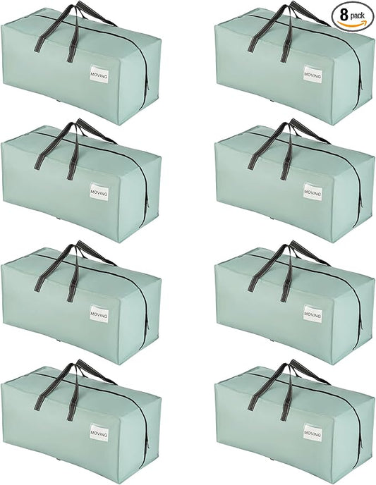 VENO 8 Pack Heavy Duty Moving Bags with Backpack Straps, Zippers & Handles, Extra Large Packing Bags for College Dorm Essentials, Moving Supplies Alternative to Cardboard Moving Boxes