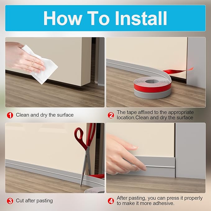 Heavy-Duty 2Inch (W) x 20FT(L) Door Weather Stripping, Extra Thick 2mm Door Draft Stopper Silicone Seal Strip, Draft Seal Tape for Doors Windows and Shower Glass Gap
