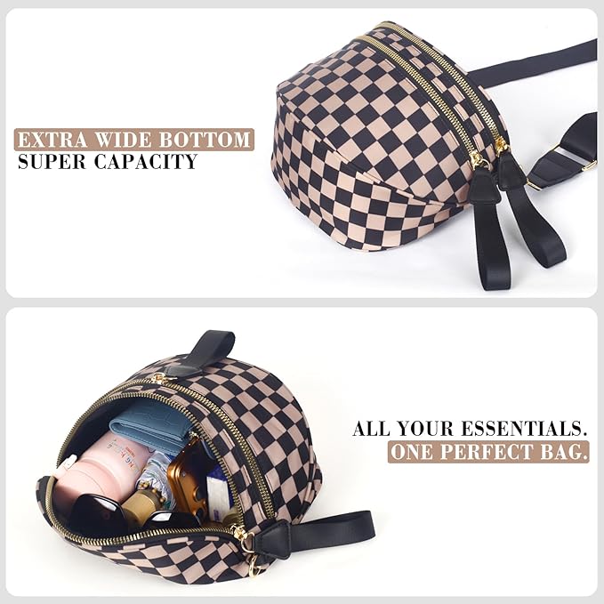 Checkered Crossbody Bag Bum Bag for Women, Spacious Sling & Stylish Bum Bag for Travel, Concerts, Festivals, Nylon Fanny Pack Belt Bag