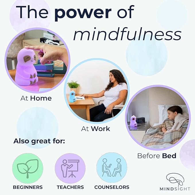Mindsight 'Breathing Buddha' Slow-It-Down Sloth Guided Visual Meditation Tool for Mindfulness | Slow Your Breathing & Calm Your Mind for Stress & Anxiety Relief | Perfect for Adults & Kids