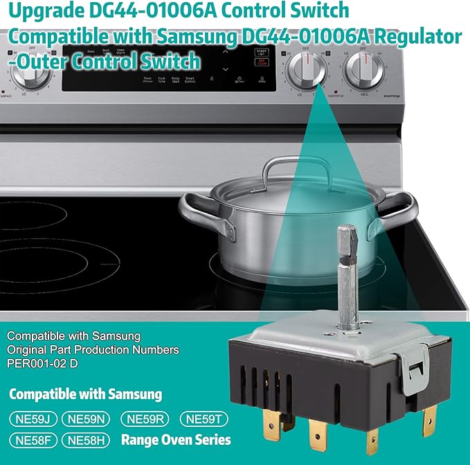 Upgrade DG44-01006A Control Switch Compatible with Samsung DG44-01006A Range Regulator-Outer Control Switch, Fit for Samsung DG44-01006A, PER001-02 D, 3282716, AP5800762, PS8764900, EAP8764900