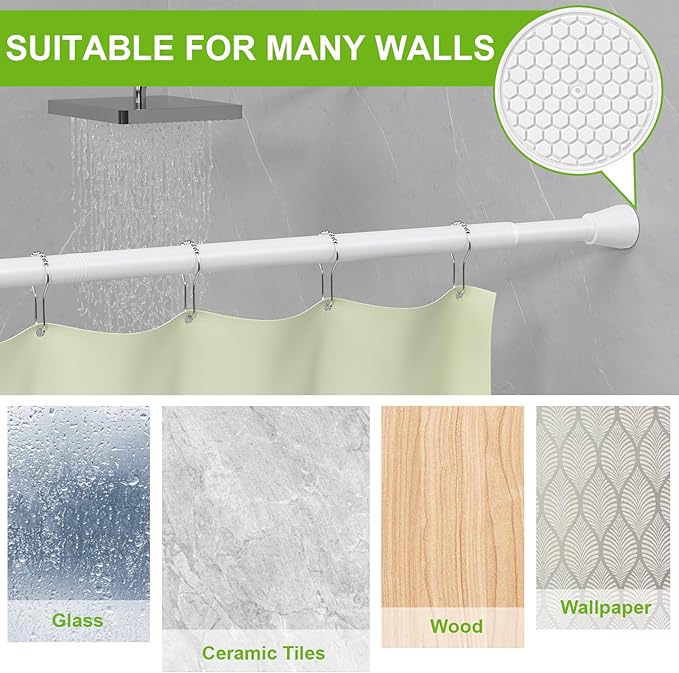 Shower Curtain Rod 45 to 77 Inches White Shower Rod Tension Curtain Rod No Drilling Adjustable Curtain Rod Spring Tension Shower Rods for Bathroom,Windows,Kitchen
