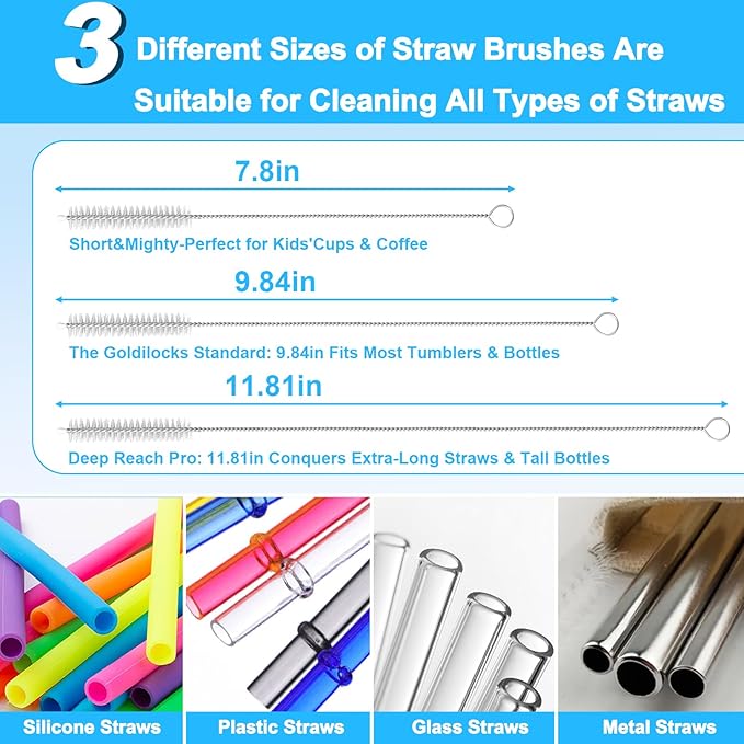XANGNIER 5 in 1 Bottle Cleaning Brush Set,Multifunctional Water Bottle Brush and Straw Cleaner Brush,Cleaning Tool Kit for Owala/Stanley/Yeti/Simple Modern Tumbler Cup Accessories,Kitchen Gadgets