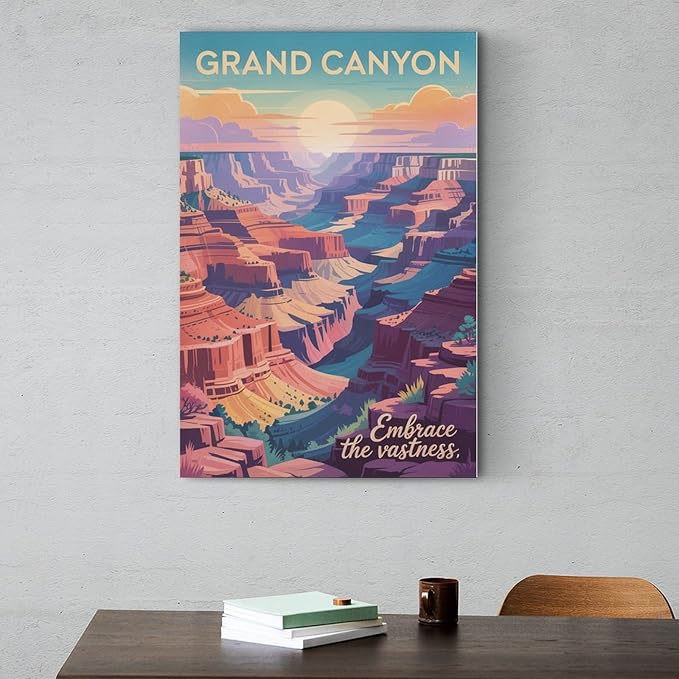 Motivational Canvas Grand Canyon Inspirational Poster Embrace The Vastness for Meditation Living Room Creative Studio Décor Print Poster Unframe-style 20x30inch(50x75cm)