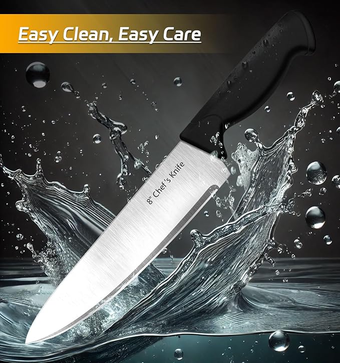 Knife Set, 14-Piece Kitchen Knife Set, German High Carbon Stainless Steel, Durable Knife Block, Black