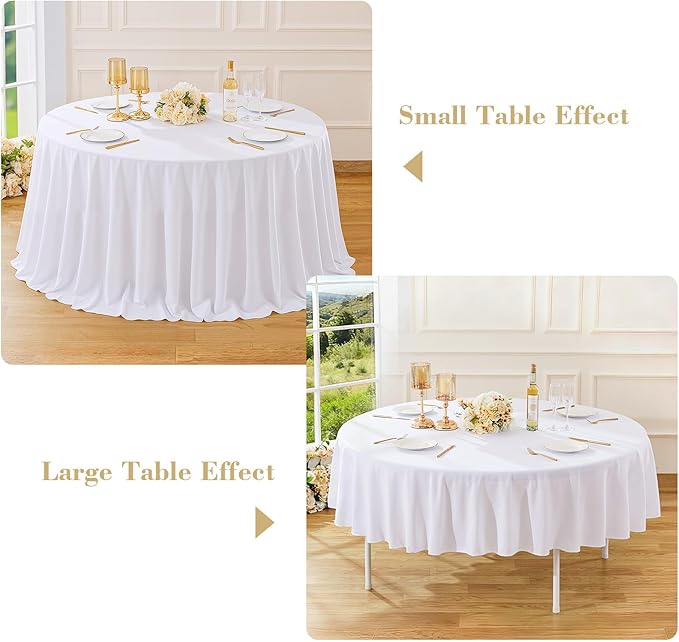 White Round Tablecloth 90in Reusable Washable Polyester White Round Table Cloth for Wedding Birthday Party Bridal Shower Circle Table Cover Kitchen Dining Buffet Restaurant Cake Banquet Decorations