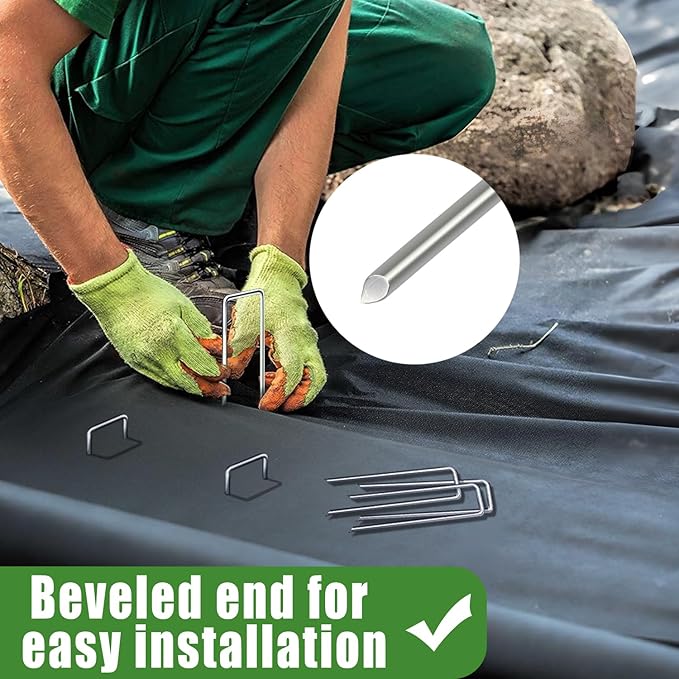 houya 24 PCS Landscape Staples 6 Inch Galvanized Garden Stakes Garden Staples Pins Anti-Rust Ground Stakes for Weed Barrier, Irrigation Hose, Yard Lawn SOD, Landscape Fabric, Decor 6" L x1.2 W 24 pcs