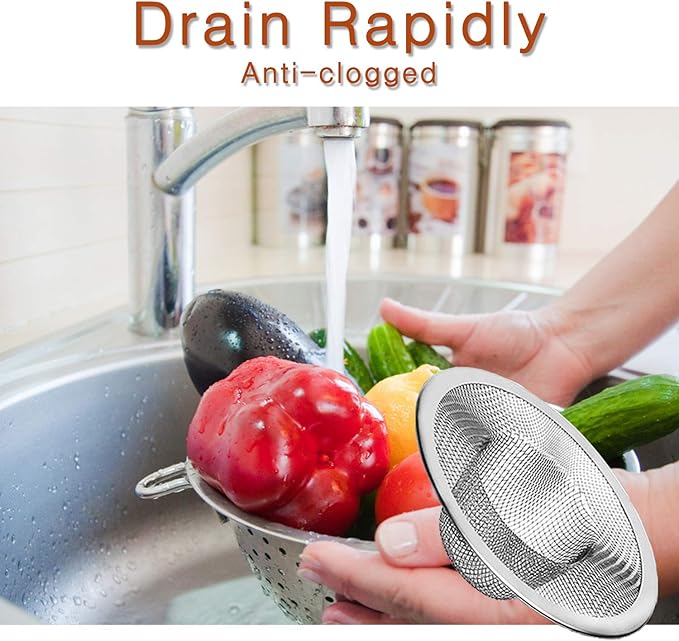 50pcs Heavy Duty Stainless Steel Slop Basket Filter Trap, 2.75" Top / 1" Mesh Metal Sink Strainer, Perfect for Kitchen Sink/Bathroom Bathtub Wash Basin Floor Drain Balcony Drain Hole, Utility…