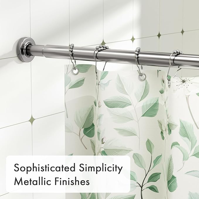 AmazerBath 31-46.5 Inches Spring Tension Shower Curtain Rod, Short Shower Rod Rust Proof Bathroom Curtain Rod, Adjustable Shower Tension Rod No Drill Easy Segmented Installation, Nickel