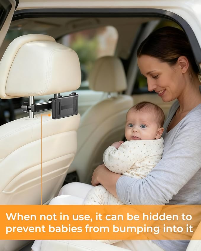 Tablet Holder for Car, Angle-Adjustable Car Headrest Mount Holder for Kids, Road Trip Essentials Compatible with 5.5-11" Devices (2 Pack)